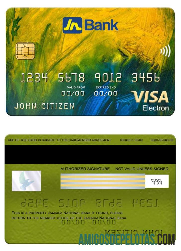 Jamaica National Bank Visa Electron Card download for verification